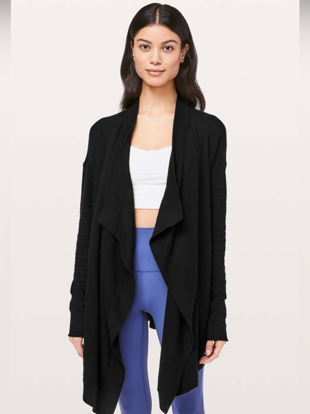 Lululemon Find Your Calm Wrap MINT CONDITION Black Waterfall Cardigan size 6